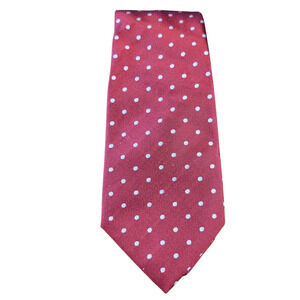 Dormeuil Jiwani Red Silk Tie 58" Polka Dot Made in France Luxury Menswear